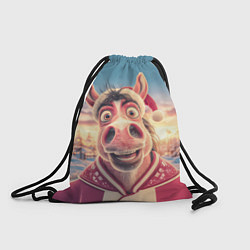 Рюкзак-мешок Счастливая новогодняя лошадь, цвет: 3D-принт