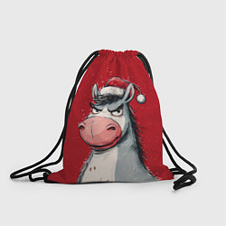 Рюкзак-мешок Недовольная новогодняя лошадь, цвет: 3D-принт