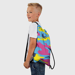 Рюкзак-мешок Камуфляж: голубой/розовый/желтый, цвет: 3D-принт — фото 2