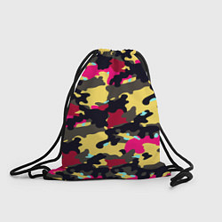 Рюкзак-мешок Камуфляж: желтый/черный/розовый, цвет: 3D-принт