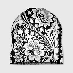 Шапка Хохлома черно-белая, цвет: 3D-принт