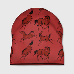 Шапка Красные кони, цвет: 3D-принт