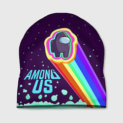 Шапка AMONG US neon rainbow, цвет: 3D-принт