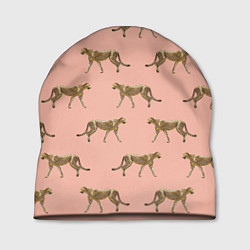 Шапка Гепарды на розовом, цвет: 3D-принт