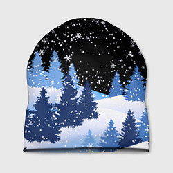 Шапка Снежная ночь в зимнем лесу, цвет: 3D-принт