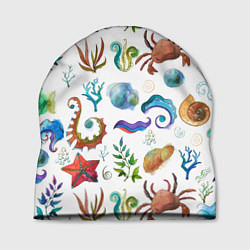 Шапка Морской паттерн с крабами и водорослями, цвет: 3D-принт