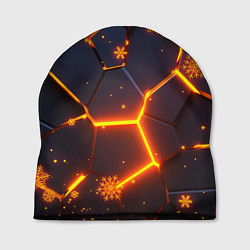 Шапка НОВОГОДНИЕ ОГНЕННЫЕ 3D ПЛИТЫ FIRE NEON HEXAGON