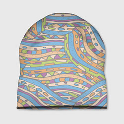 Шапка Разноцветный геометрический узор в стиле дудл, цвет: 3D-принт