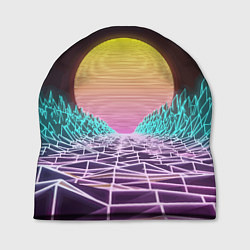 Шапка Vaporwave Закат солнца в горах Neon