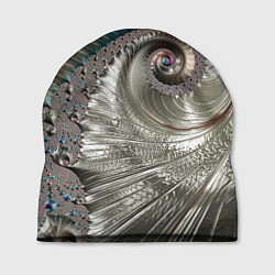 Шапка Fractal pattern Spiral Серебристый фрактал спираль, цвет: 3D-принт