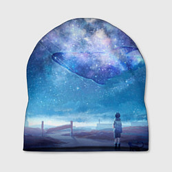 Шапка Девочка и космический кит в звёздном небе, цвет: 3D-принт