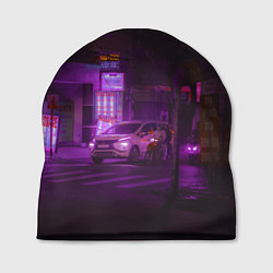 Шапка Неоновый ночной переход - Фиолетовый, цвет: 3D-принт