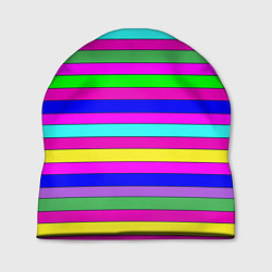 Шапка Multicolored neon bright stripes, цвет: 3D-принт
