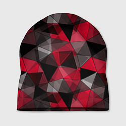 Шапка Красно-серый геометрический, цвет: 3D-принт