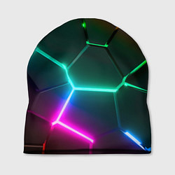 Шапка Радужный градиент неоновые геометрические плиты, цвет: 3D-принт