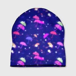 Шапка Неоновые зонтики на фиолетовом фоне