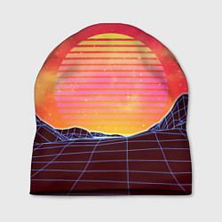 Шапка Абстрактные 3D неоновые горы на закате, цвет: 3D-принт