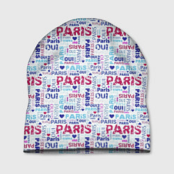 Шапка Парижская бумага с надписями - текстура, цвет: 3D-принт