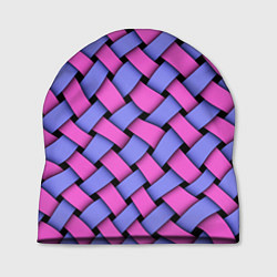 Шапка Фиолетово-сиреневая плетёнка - оптическая иллюзия, цвет: 3D-принт
