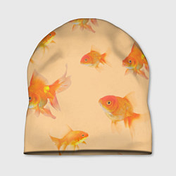 Шапка Золотые рыбки в фоне, цвет: 3D-принт