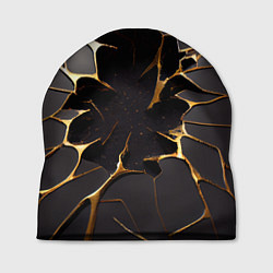 Шапка Трещины в пропасть: черно-золотой узор, цвет: 3D-принт