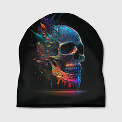 Шапка Красочный череп с цветами, цвет: 3D-принт