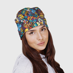 Шапка Стрит-арт music: разноцветный, цвет: 3D-принт — фото 2