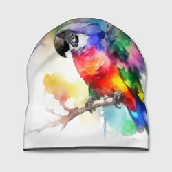 Шапка Разноцветный акварельный попугай, цвет: 3D-принт