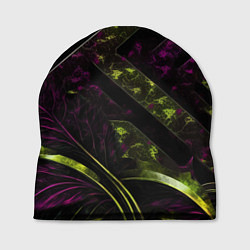 Шапка Темные фиолетовые и зеленые вставки, цвет: 3D-принт