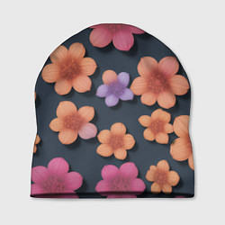 Шапка Разноцветные ромашки, цвет: 3D-принт
