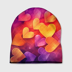 Шапка Разноцветные сердечки, цвет: 3D-принт