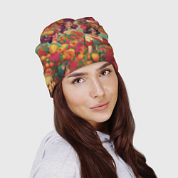 Шапка Винтажные ретро леди и цветы, цвет: 3D-принт — фото 2