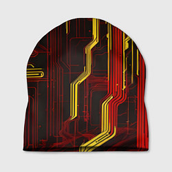 Шапка Кибер схемы красные, цвет: 3D-принт