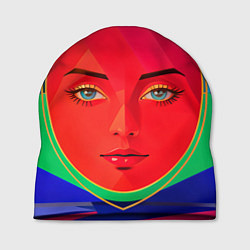 Шапка Девушка красноликая овал в прямоугольнике, цвет: 3D-принт
