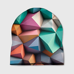 Шапка Полигональные объемные кубы и тетраэдры в пастельн