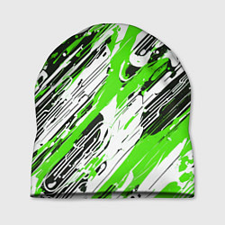 Шапка Спонтанные брызги зелёные, цвет: 3D-принт