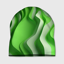 Шапка Зеленые объемные полосы, цвет: 3D-принт