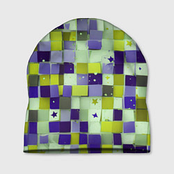 Шапка Ретро квадраты болотные, цвет: 3D-принт