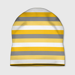 Шапка Полосатый серо-жёлтый, цвет: 3D-принт