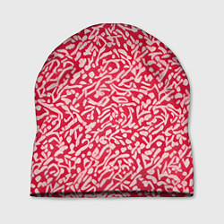 Шапка Белые узоры на красном фоне, цвет: 3D-принт