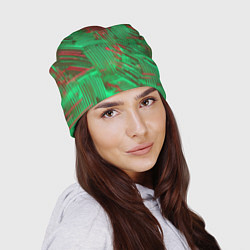 Шапка Киберпанк линии красные и зелёные, цвет: 3D-принт — фото 2