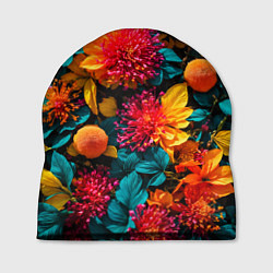 Шапка Яркие шикарные цветы узор, цвет: 3D-принт
