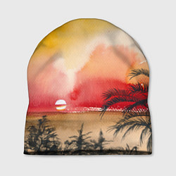 Шапка Тропический закат акварель, цвет: 3D-принт