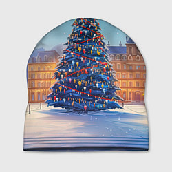 Шапка Новогодняя площадь с елкой, цвет: 3D-принт