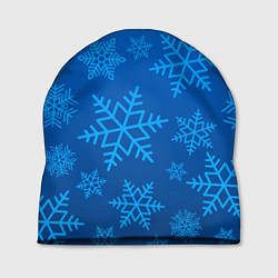 Шапка Голубые снежинки, цвет: 3D-принт