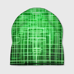 Шапка Зелёные неоновые полосы киберпанк, цвет: 3D-принт
