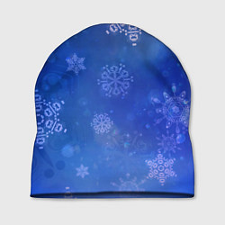 Шапка Декоративные снежинки на фиолетовом, цвет: 3D-принт