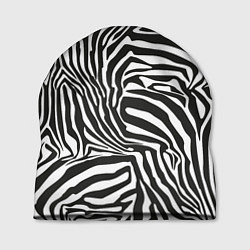 Шапка Шкура зебры черно - белая графика, цвет: 3D-принт