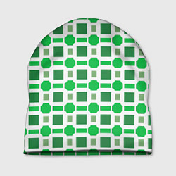 Шапка Зелёные кирпичики и белые полосы, цвет: 3D-принт
