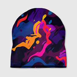 Шапка Камуфляж из разноцветных красок, цвет: 3D-принт